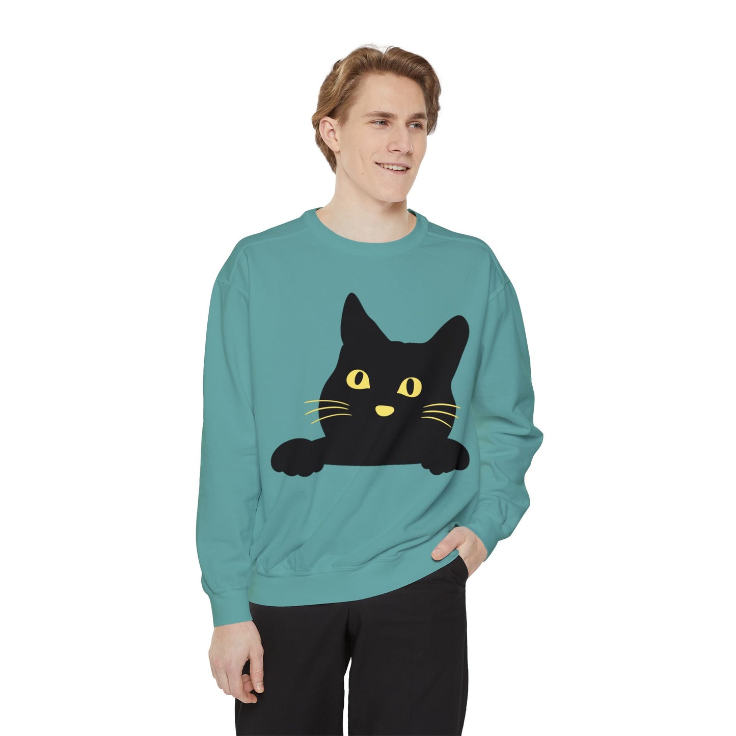 Cat Halloween Sweatshirt - Unisex Garment-Dyed