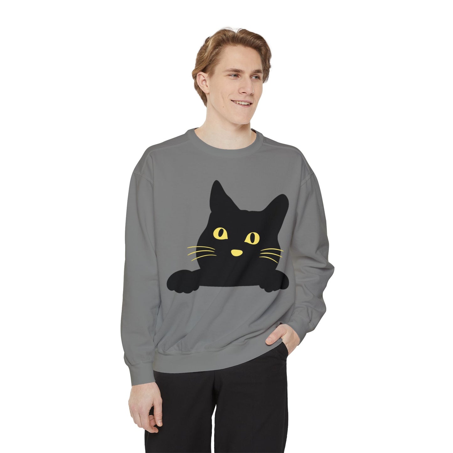 Cat Halloween Sweatshirt - Unisex Garment-Dyed