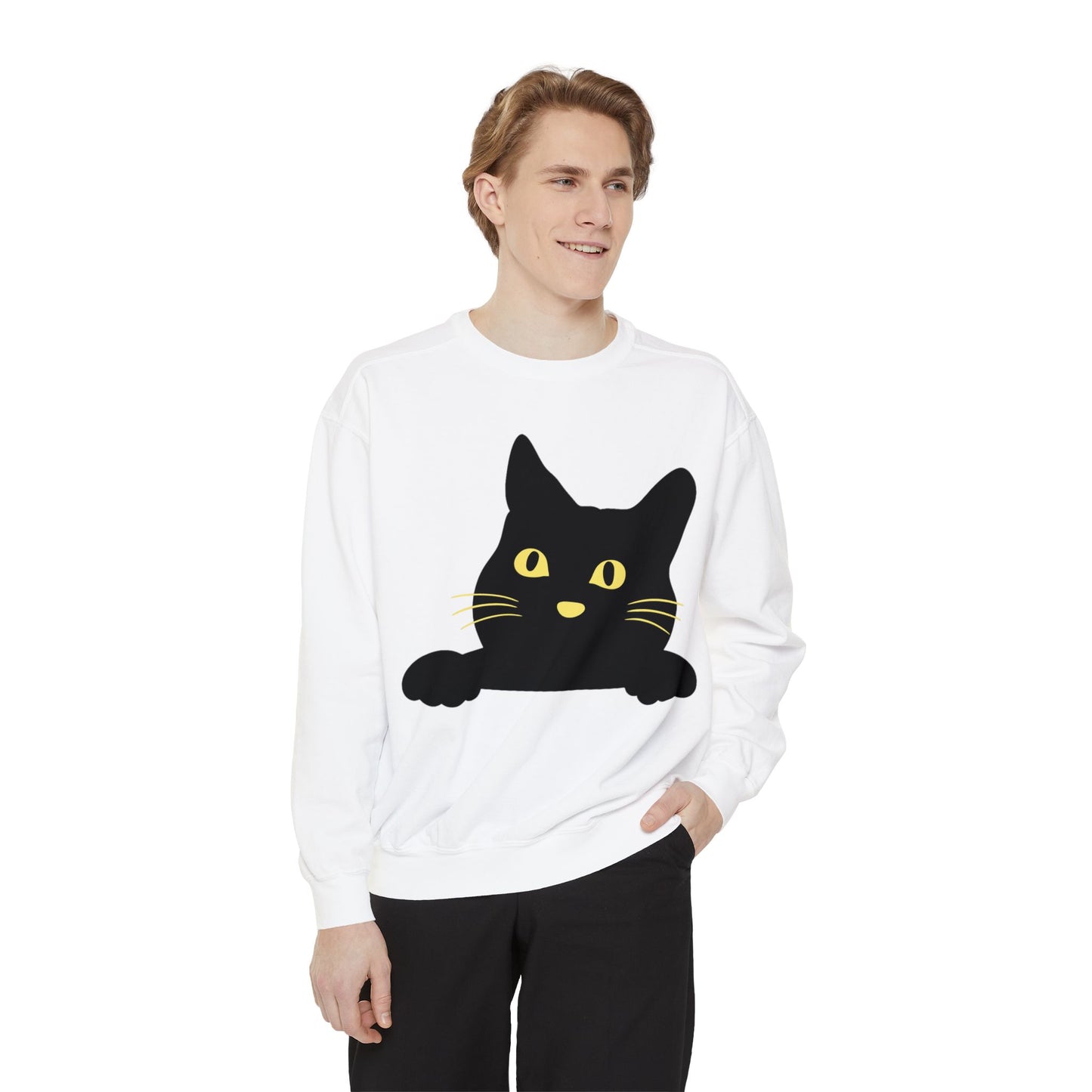 Cat Halloween Sweatshirt - Unisex Garment-Dyed