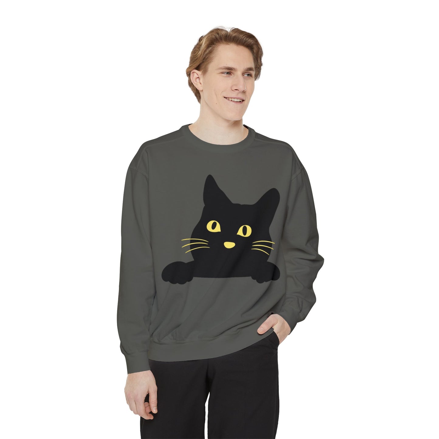 Cat Halloween Sweatshirt - Unisex Garment-Dyed