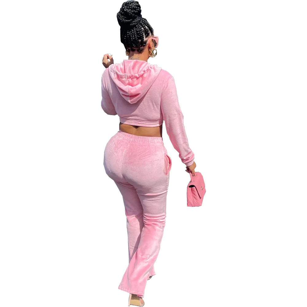 Velvet Women Tracksuit Outfits Loose Hoodie Jacket Sweatshirt+pant Running Jogging Athletic Leisure Exercise Suit Set Sweatsuit