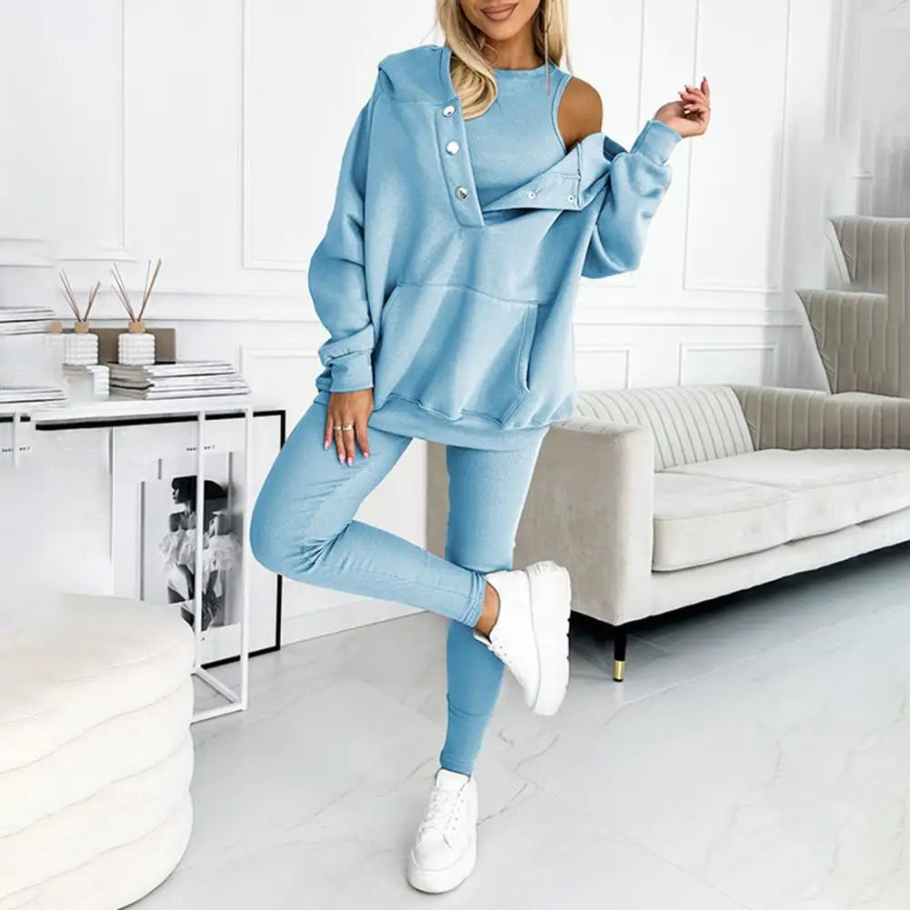 Long-sleeve Hooded Set Women's Hooded Sweatshirt Joggers Set Tracksuit for Spring Comfortable Sweatsuit Outfit Sweatshirt Pants