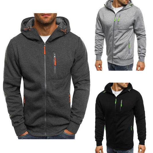 Men Zipper Design Hoodie