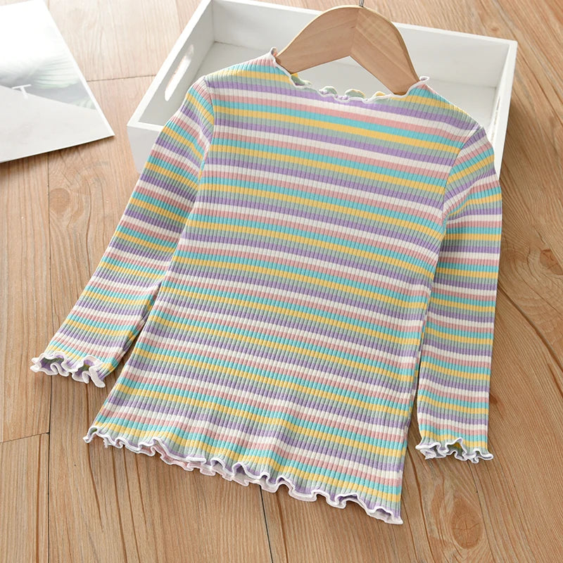 Girls Rainbow Striped T-Shirt