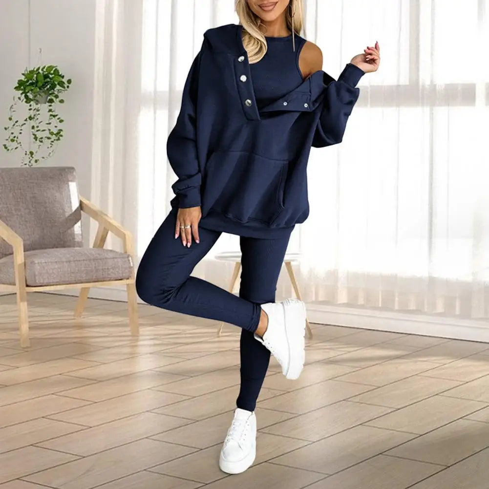 Long-sleeve Hooded Set Women's Hooded Sweatshirt Joggers Set Tracksuit for Spring Comfortable Sweatsuit Outfit Sweatshirt Pants