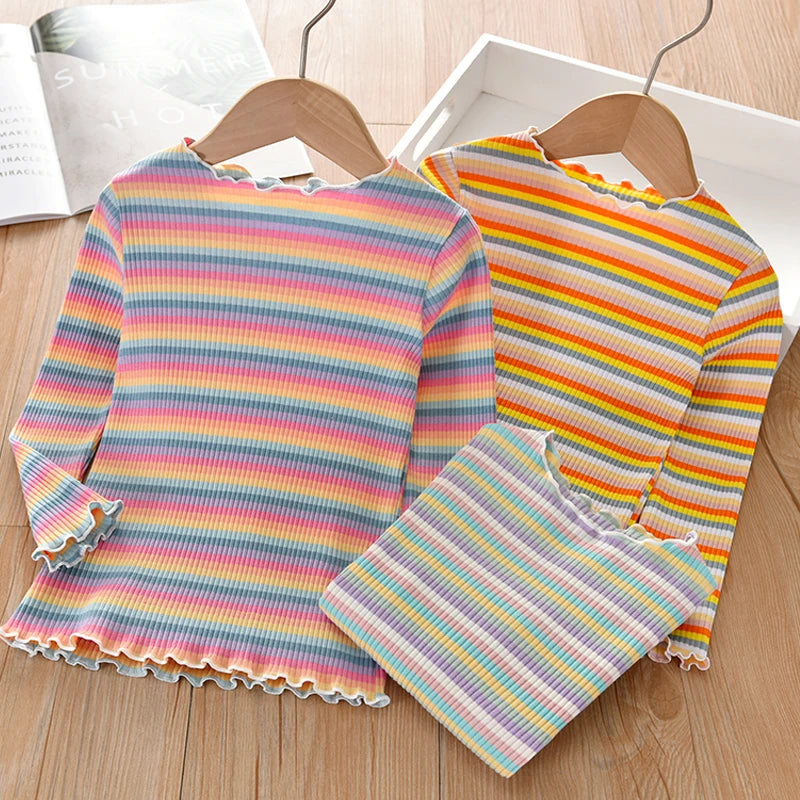 Girls Rainbow Striped T-Shirt