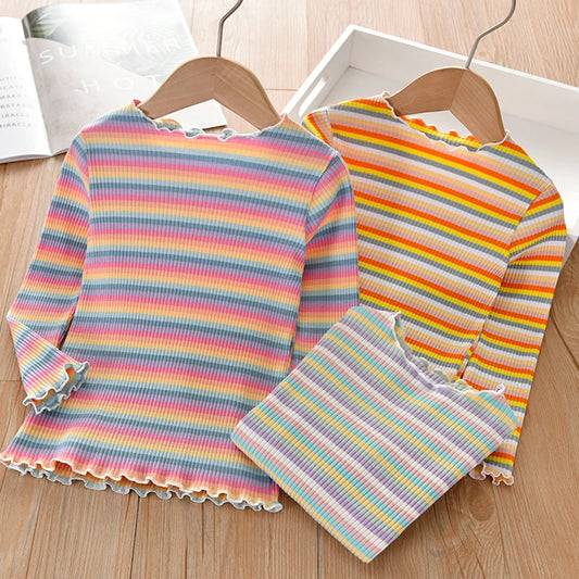 Girls Rainbow Striped T-Shirt