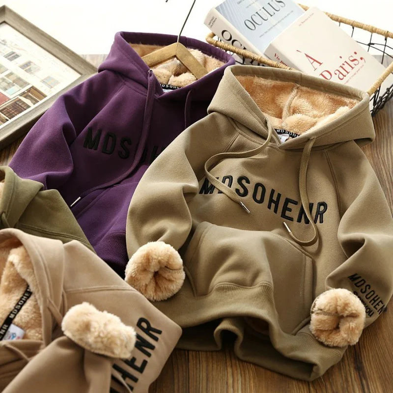 Thicken Warm Velvet Hoodie for kids