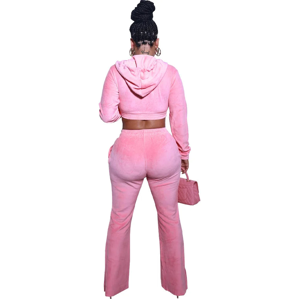 Velvet Women Tracksuit Outfits Loose Hoodie Jacket Sweatshirt+pant Running Jogging Athletic Leisure Exercise Suit Set Sweatsuit