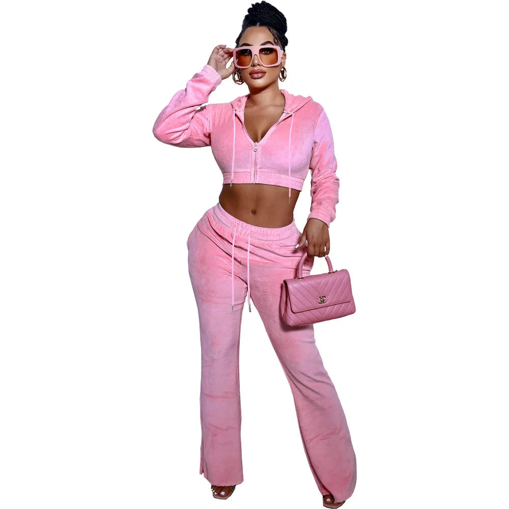 Velvet Women Tracksuit Outfits Loose Hoodie Jacket Sweatshirt+pant Running Jogging Athletic Leisure Exercise Suit Set Sweatsuit