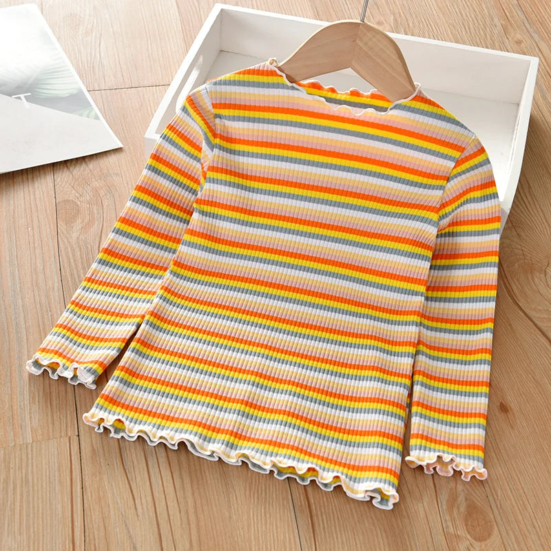 Girls Rainbow Striped T-Shirt