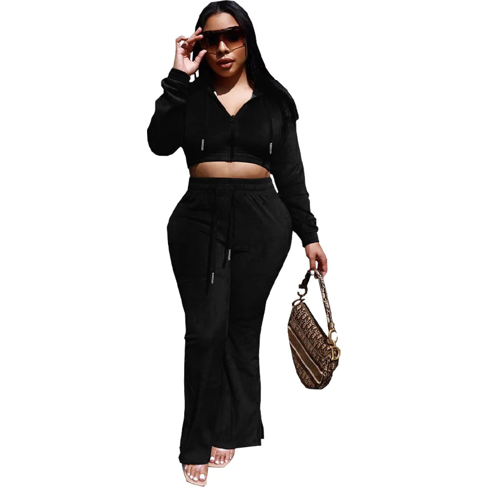 Velvet Women Tracksuit Outfits Loose Hoodie Jacket Sweatshirt+pant Running Jogging Athletic Leisure Exercise Suit Set Sweatsuit